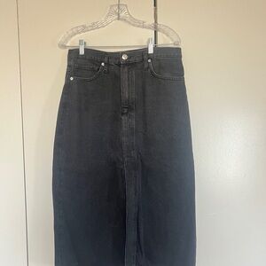 Mango Black Denim Midi Skirt (M)